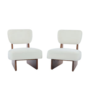 English Elm [set of 2] Beige Polyester Barrel Lounge Chairs with Black Wood Base for Living Room Beige,Walnut N767P373046W