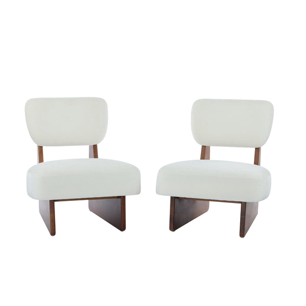English Elm [set of 2] Beige Polyester Barrel Lounge Chairs with Black Wood Base for Living Room Beige,Walnut N767P373046W