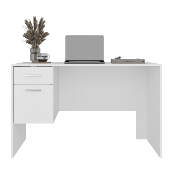English Elm Desk, Modern White Engineered Wood 2-Drawer Office Desk 47.2" W Storage Surface for Home Workspaces B097P369441