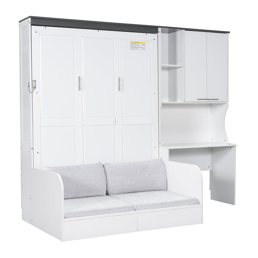 English Elm Multi-Functional Murphy Bed With Sofa, Desk & Storage – Stylish Space-Saving Design For Modern Living N7090000605K