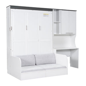 English Elm Multi-Functional Murphy Bed With Sofa, Desk & Storage – Stylish Space-Saving Design For Modern Living N7090000605K