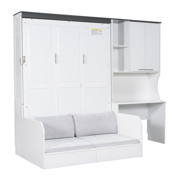 English Elm Multi-Functional Murphy Bed With Sofa, Desk & Storage – Stylish Space-Saving Design For Modern Living N7090000605K