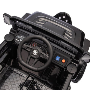 English Elm 12v Kids Electric Ride on Truck with Parental Remote Four Wheel Suspension and Led Lights Black W1578P187459