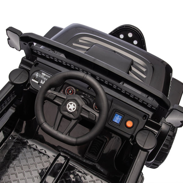 English Elm 12v Kids Electric Ride on Truck with Parental Remote Four Wheel Suspension and Led Lights Black W1578P187459