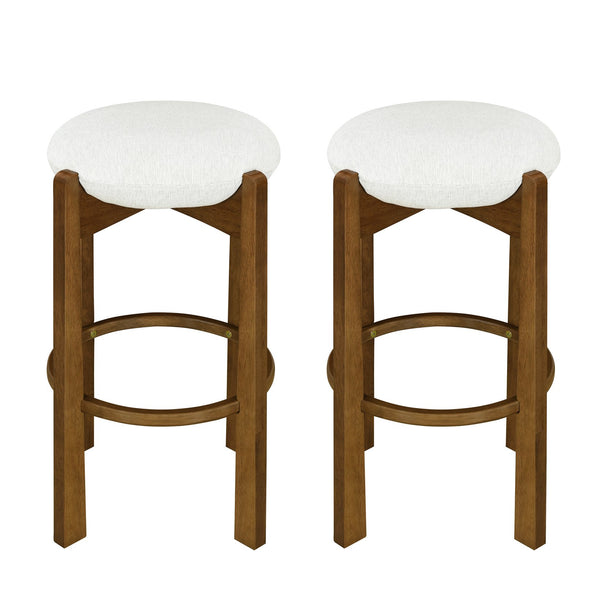 English Elm Christopher Knight Home® - Tara Indoor Wooden Upholstered Barstools Set Of 2 – Elegant Walnut & Ivory Comfort For Any Space N775P333863D