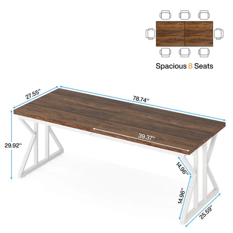 English Elm Computer Desk Two Person Wood Grain Workstation with Drawers for Shared Home Office T3971P450878