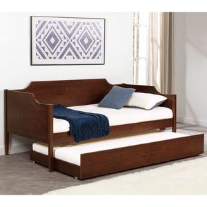 English Elm Cherry Cherry Wood Twin Daybed With Trundle — Romantic Cutouts, Rich Finish, Space-Saving Guest Solution B062S01313