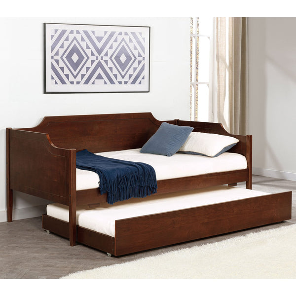 English Elm Cherry Cherry Wood Twin Daybed With Trundle — Romantic Cutouts, Rich Finish, Space-Saving Guest Solution B062S01313