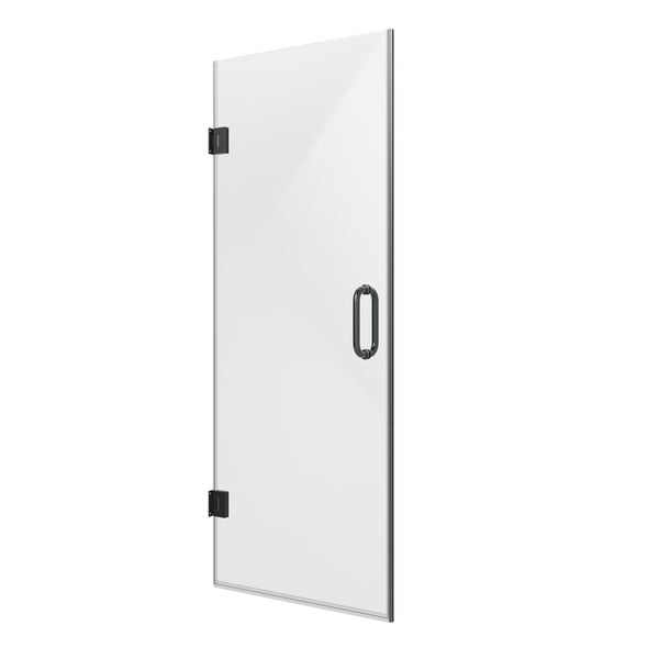 English Elm 28" Frameless Pivot Shower Door Tempered Glass Matte Black Hinged Spa Bath W637P348845