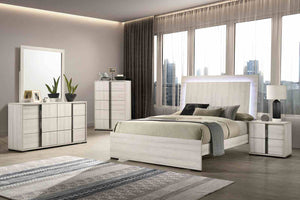 English Elm Contemporary White Wash Nightstand with Dovetail Drawers Chrome Handles Bedroom Storage B2741P435290