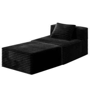 English Elm Cloud Corduroy Couch Modular Floor Sofa L‑Shaped Boneless Memory Foam Plush Cushions, No Assembly Needed W3434S00017