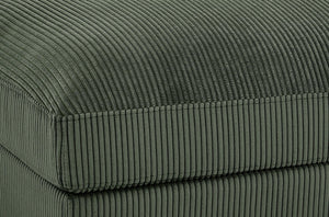 English Elm Corduroy Ribbed Upholstered Ottoman Plush Footrest or Extra Seating for Living Rooms Dark Green B2748P483415