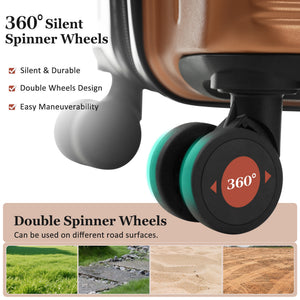English Elm Luggage 5 Piece Hardside Abs Set with Front Access Carry on and Tsa Spinner Wheels Brown N732P391579O