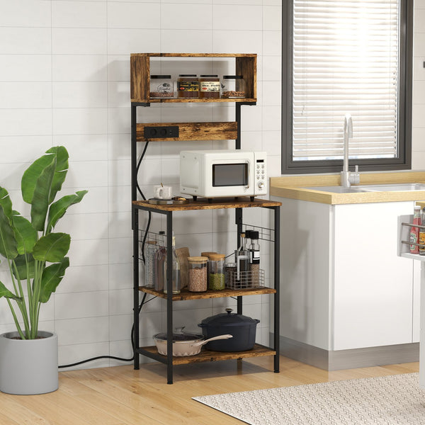 English Elm HOMCOM Mobile Kitchen Island Cart with Solid Wood Top, Drawer, Cabinet & Towel Rack for Dining Room Rustic Brown W2225P217421