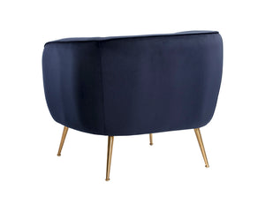 Sunpan Amara Lounge Chair – Bold Curved Frame with Gold Stainless Steel Legs for Modern Home Elegance Abbington Navy