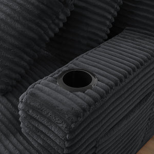 English Elm Compressible Corduroy Sleeper Loveseat with Cupholders Ready in 72 Hours No Assembly Dark Grey W2339P411866