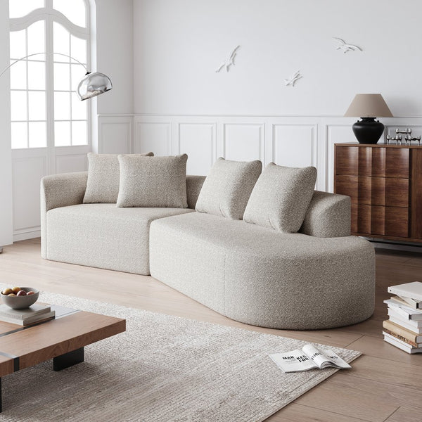 English Elm Modern Oversized Sectional Sofa - 112-Inch Chenille 4-Seater Cloud Couch With Throw Pillows & Comfort W834P323317