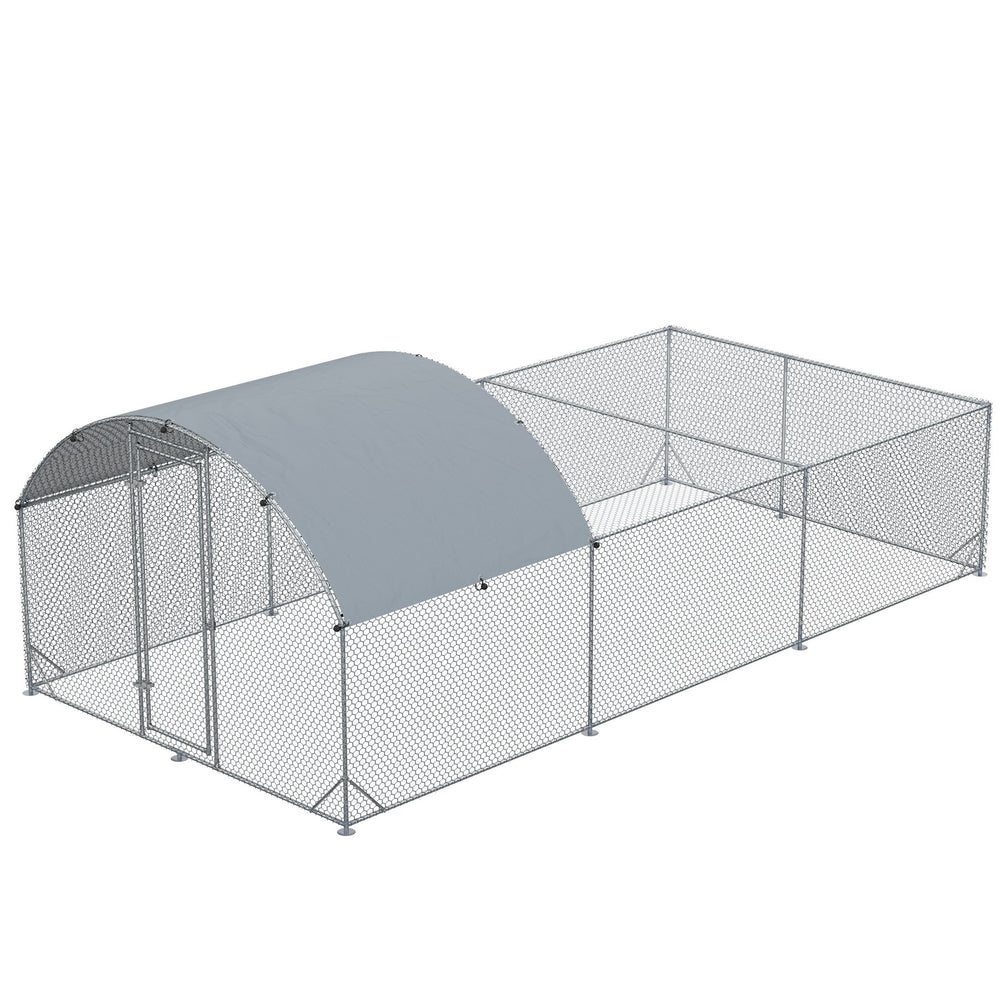 English Elm Pawhut Walk in Galvanized Metal Chicken Run Dome Enclosure Outdoor Yard Hen Coop W2225P217058