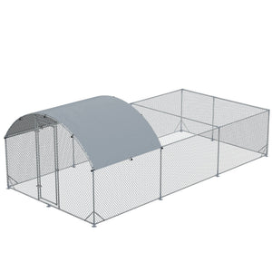 English Elm Pawhut Walk in Galvanized Metal Chicken Run Dome Enclosure Outdoor Yard Hen Coop W2225P217058