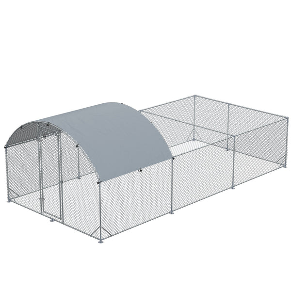 English Elm Pawhut Walk in Galvanized Metal Chicken Run Dome Enclosure Outdoor Yard Hen Coop W2225P217058