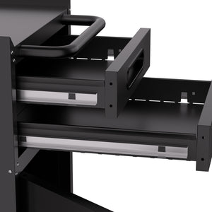 English Elm 34.3" Slim Steel Rolling Tool Cabinet with Locking Door Two Drawers for Garage W2735P428818