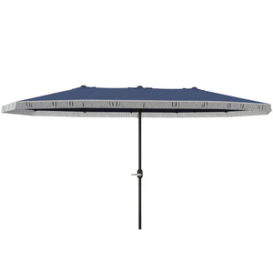 English Elm Outsunny 15ft Rectangle Patio Umbrella Upf30 Plus Dual Vents Crank Outdoor Shade W2225P485620