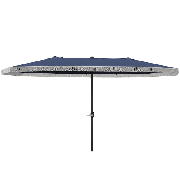 English Elm Outsunny 15ft Rectangle Patio Umbrella Upf30 Plus Dual Vents Crank Outdoor Shade W2225P485620