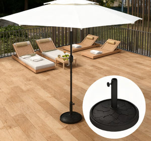 English Elm Umbrella Stand Resin Concrete Base with Lotus Relief Bronze Finish for Patio Decks T3971P426751
