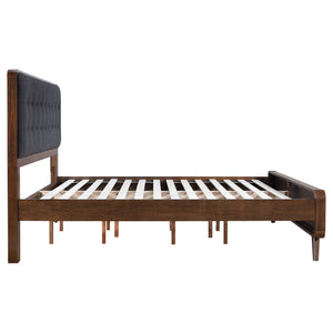English Elm Carson Dark Walnut Eastern King Platform Bed - Mid-Century Modern Design With Plush Tufted Headboard B062S00693