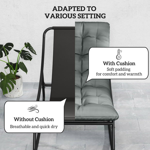 English Elm Outsunny Steel Frame Outdoor Rocking Chair Set with Mesh Seats and Thick Cushions W2225P485559