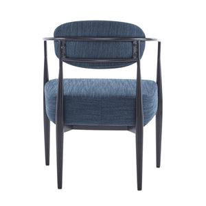 English Elm Christopher Knight Home® - Mid-Century Upholstered Accent Armchair with Pocket Spring Seat, Tapered Iron Legs, Stylish Comfort Black,Navy Blue 26.38 L x 25.2 W x 12.6 H N776P224504N