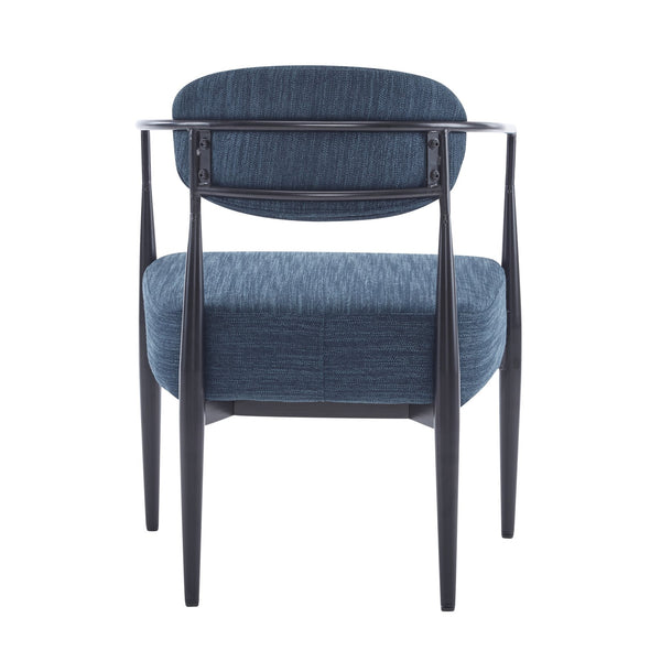 English Elm Christopher Knight Home® - Mid-Century Upholstered Accent Armchair with Pocket Spring Seat, Tapered Iron Legs, Stylish Comfort Black,Navy Blue 26.38 L x 25.2 W x 12.6 H N776P224504N