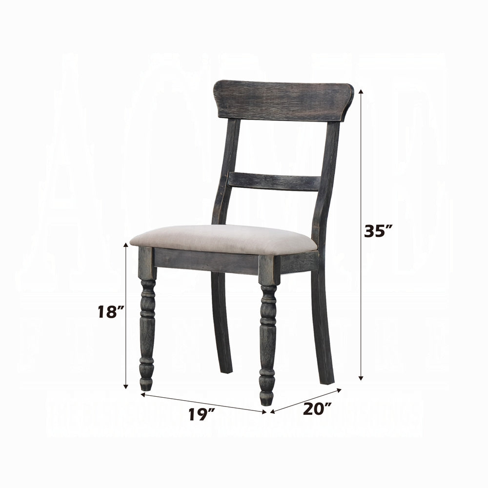 English Elm Rustic Weathered Gray Dining Side Chairs Set of 2 — Light Brown Cushioned Seats, Farmhouse Charm B2741P331537