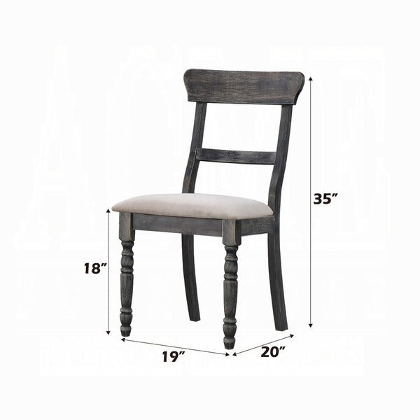 English Elm Rustic Weathered Gray Dining Side Chairs Set of 2 — Light Brown Cushioned Seats, Farmhouse Charm B2741P331537