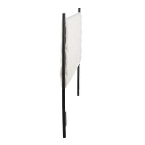 English Elm Queen Sherpa Upholstered Headboard Braided Tufted Plush Panel with Black Metal Frame B202P223759