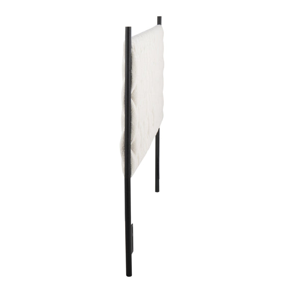 English Elm Queen Sherpa Upholstered Headboard Braided Tufted Plush Panel with Black Metal Frame B202P223759