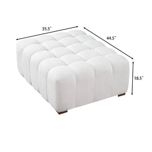 English Elm White Boucle Upholstered Rectangular Ottoman for Living Room Bedroom or Home Office N769P350122W