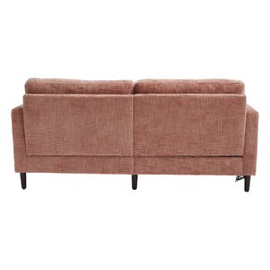 English Elm Modern chenille 2-seater sofa with LED lighting, USB charging, storage pocket, sturdy wood legs Pink W395P318541