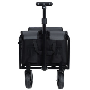 English Elm All-in-one Folding Camping Wagon with Bench Seating Storage and Pet Tether Outdoor Black+ Gray W2932P312713