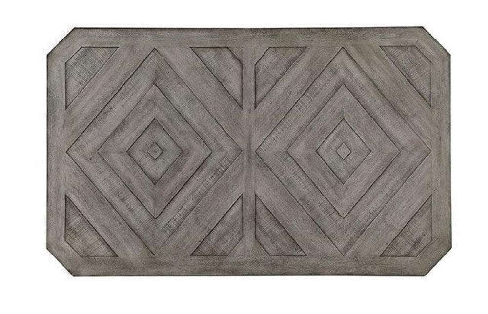 English Elm Dining Table Gray Diamond Wood Grain Pattern Trestle Base Wire-Brushed Rustic 60"L Modern Craftsmanship B011P246577