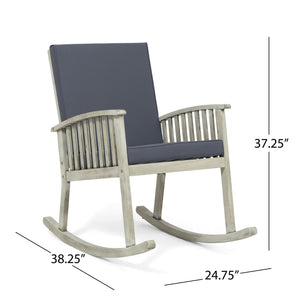 English Elm Christopher Knight Home® - CASA Acacia Rocking Chair with Water-Resistant Cushions, Rustic Outdoor Comfort & Smooth Rocking Motion Grey 46.5 L x 29.5 W x 9 H 64272.00LDGRY