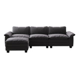 English Elm Living Room Furniture Luxury Sectional Sofa Couch With Ottoman Soft Velvet Upholstered Sofa Grey