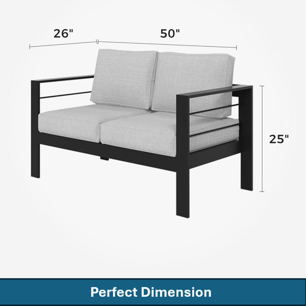 English Elm 5-piece Aluminum Outdoor Conversation Set Weatherproof Patio Lounge with Wpc Coffee Table Light Gray B082S00096