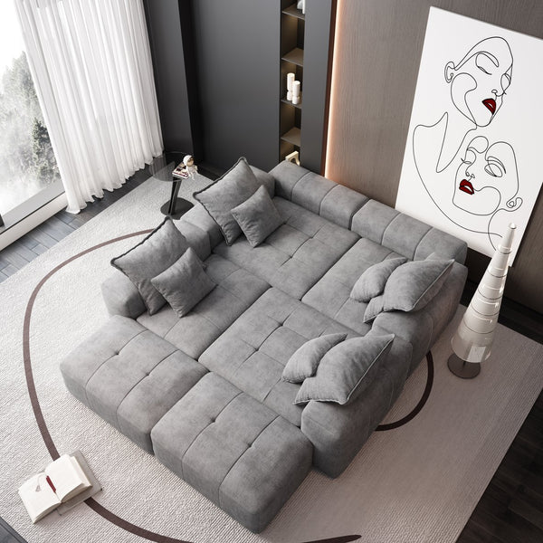 English Elm Modern Oversized Modular Sectional Sofa – Plush Chenille, 8 Diy Configurations, No Assembly, Grey W1885S00068