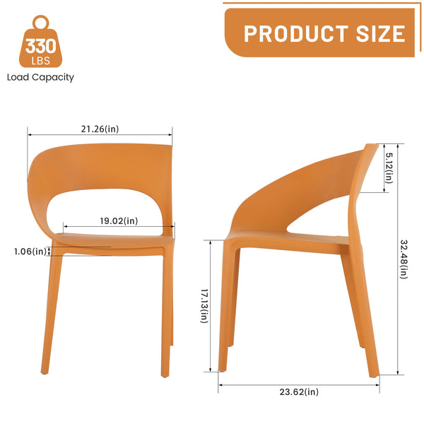 English Elm Summer Polypropylene Round Dining Set Stackable Chairs Uv Resistant Indoor Outdoor Patio Tropical Orange,White W3450S00027