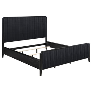 English Elm Black Fluted California King Bedroom Set with Wire-brushed Finish and Golden Hardware B062S01839