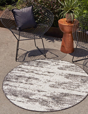Unique Loom Outdoor Modern Cartago Machine Made Abstract Rug Charcoal, Ivory 10' 0" x 10' 0"