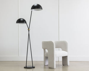 Sunpan Faven Floor Lamp - Modern Dual-Domed Design with Sturdy Iron Base for Stylish Indoor Illumination Black