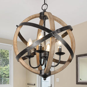 English Elm Farmhouse 4-Light Chandelier - Rustic Adjustable Ceiling Fixture For Dining, Kitchen & Living Spaces W2738P185413