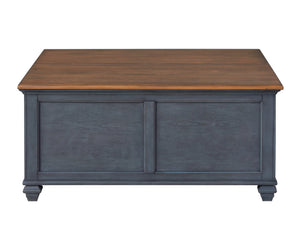 English Elm 40 inch Lift-Top Coffee Table Corduroy Blue Finish, Solid Rubberwood, Hidden Storage, Ready-to-Use B108P193077